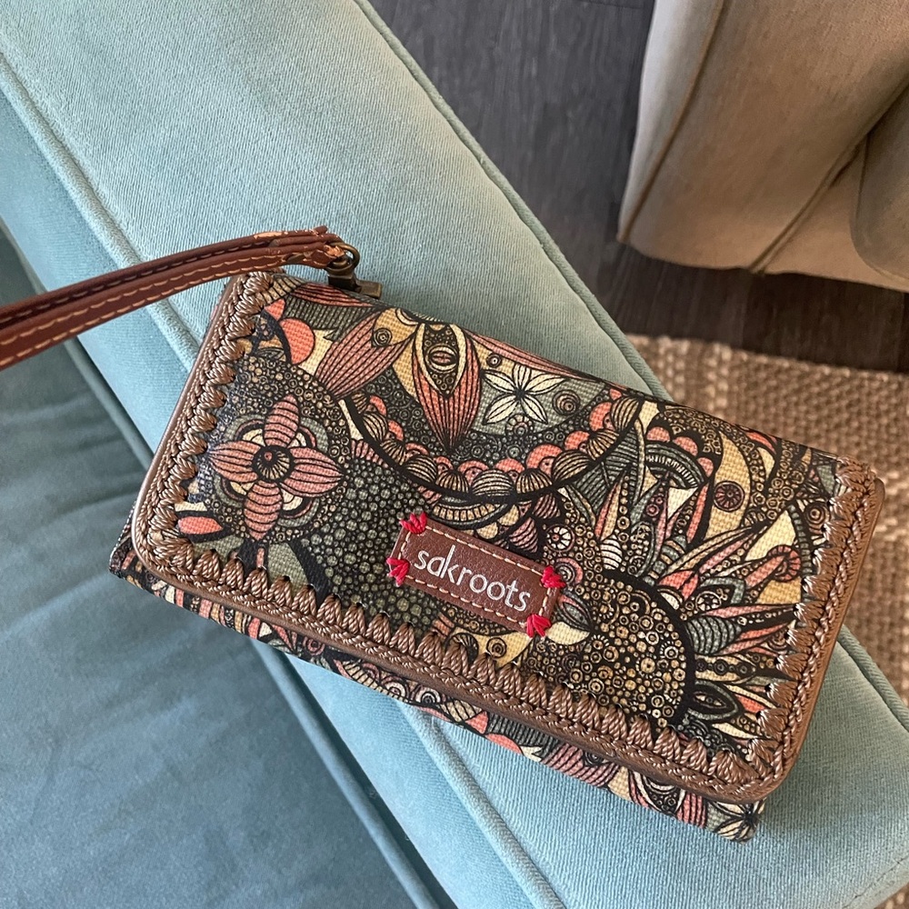 Sakroots Brown Paisley Clutch Wristlet